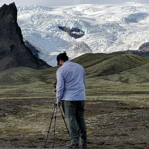 Andrew G. Dunn at Kvíárjökull glacier, Iceland